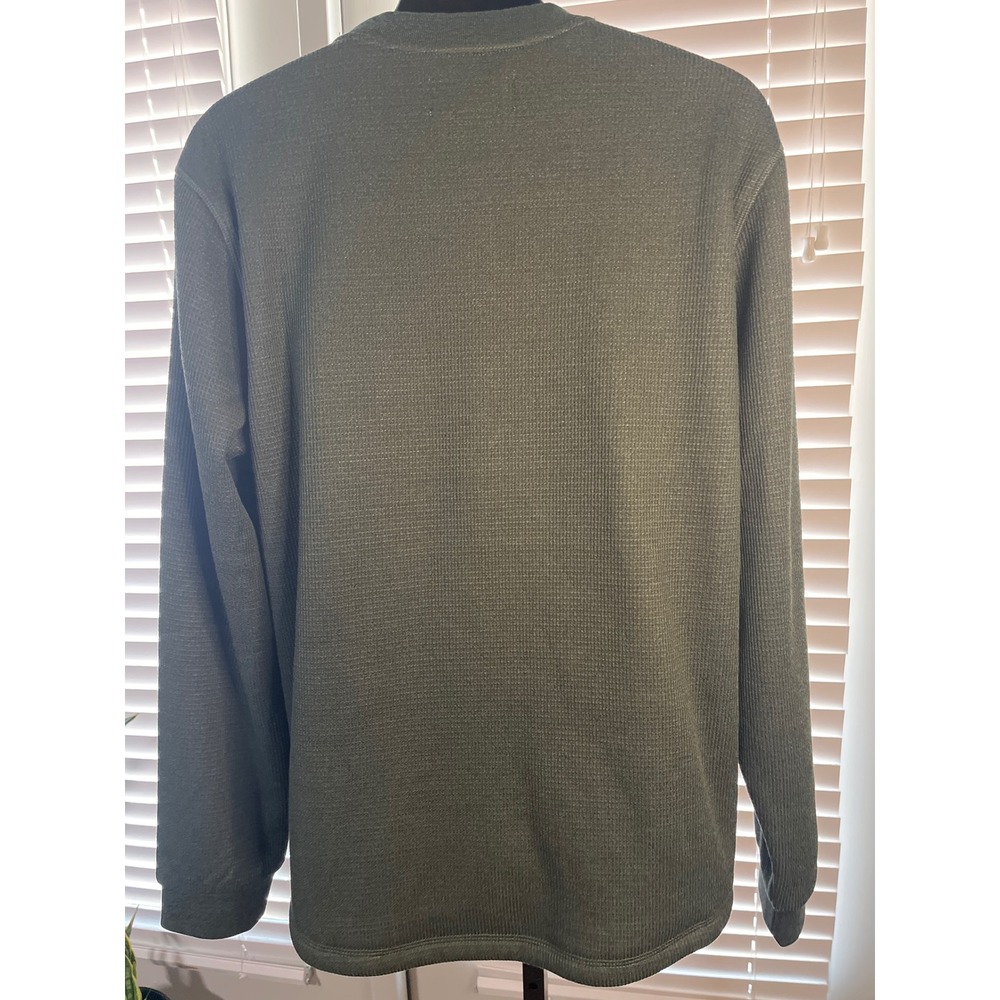 BC Clothing Co Waffle Knit Sherpa Lined Crewneck Pullover Forest Green Large - Picture 3 of 9